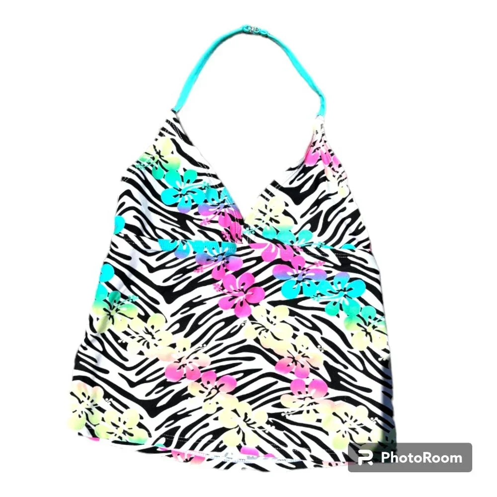 OP Girl's Tropical Hawaiian 2 Piece Tankini‎ Swimsuit Bikini sz M 7-8